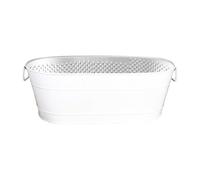 Seau à Boisson Personnalisé avec Gravure au Laser - Seau à Boisson en Métal Galvanisé 18L pour Les Fêtes - Seau a Champagne, Bacs à Boissons, Seau à Glace pour Fête de Jardin (White)