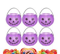 Seau à Bonbons d'halloween, 6 pièces Support de Bonbons fantôme Halloween Citrouille éclairée - Bocaux de Rangement Portables pour fêtes, réunions, événements Nocturnes, Famille, Anniversaire