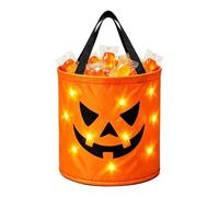 Seau à bonbons d'Halloween à LED - Cadeaux de fête d'Halloween alimentés pa
