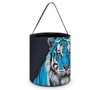 Seau à bonbons réutilisable Blue Rose Tiger pour Halloween, avec poignées pour emballer des friandises et des friandises