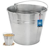 Seau à Cendre - Seau De Maçon - Acier Galvanisé - 15 L - Argent - pour le Jardinage - Résistant à la Rouille - Polyvalent KOTARBAU