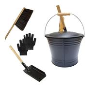 Seau à cendres avec couvercle, outils en métal résistant, grands récipients en acier, ensemble d'accessoires de nettoyage de cheminée, fiable et résistant à la chaleur, pour brasero, cheminée