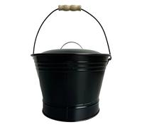 Seau à cendres avec couvercle, seau à charbon rond pour cheminées, seau, cendrier pour braises chaudes et cendres, kit d'outils pour cheminée, foyer, poêle en faïence, poêle à bois, noir