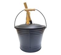 Seau À Cendres Avec Couvercle - Seaux À Cendres Pour Cheminées, Seaux En Métal De 5 L Pour Cendre Chaudes Avec Pelle Et Balai À Main Pour Cheminée, Extérieur, Intérieur, Patio, Jardin