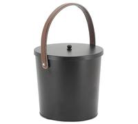 Seau à Cendres en métal Noir et Cuir