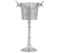 vidaXL Seau à champagne Aluminium solide argenté 39x29x71 cm Poignées en cerf