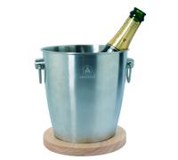 Seau à champagne - Avec socle en bois - Double paroi - Acier inox - 9x21cm - Lag