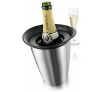 Seau à champagne en acier brosse - Vacuvin - - Acier Argent et noir G
