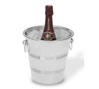 Seau à champagne en acier inoxydable - 22 cm - Capacité 3 l - Métal brillant - 2 anses de transport