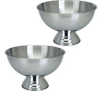 Seau à champagne en acier inoxydable Coupe à champagne Refroidisseur Cuve à champagne - Coupe à vin Refroidisseur de boissons Cuve à boissons 40 cm argent, Quantité:2 pièces