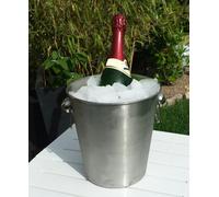 Seau à champagne en acier inoxydable mat - 20 cm - coupe à champagne Seau à glace Seau à boissons élégant - avec anneaux de préhension