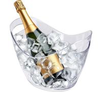 Seau à champagne en plastique avec 2 poignées - 26 x 20 cm - Seau à bouteilles transparent avec poignées
