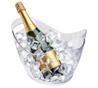 Seau à champagne en plastique avec 2 poignées de transport - 26 x 20 cm - Refroidisseur de bouteille transparent avec poignées - Seau à glace - Seau à champagne - Récipient à glaçons - Seau à
