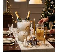 Seau à champagne en verre transparent poignées dorées