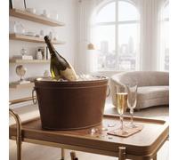 Seau à champagne magnum en métal et simili cuir
