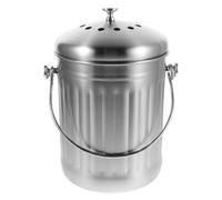 Seau à Compost Cuisine Intérieure en Acier Inoxydable 5l avec Couvercle | Argenté, Filtre à Charbon Inclus, pour Déchets Alimentaires et Restes de Fruits