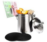 Seau à compost de cuisine Bac à compost VeoHome avec filtre à charbon actif (5L) - acier inoxydable, 100% étanche à l'air, pour éliminer les odeurs des déchets alimentaires organiques à la maison
