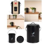 Seau à compost de cuisine - LIVOO - 6L - Filtre charbon actif - Compact - Noir