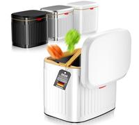 Seau à compost en acier inoxydable pour cuisine, poubelle à suspendre avec couvercle, bac à compost de 4 l pour le plan de travail, bac à compost sous l'évier ou support mural pour cuisine (blanc mat