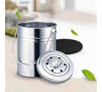 Seau à Compost en métal pour déchets Alimentaires, bac à Compost d'intérieur avec Couvercle, Seau à Compost de comptoir avec Doublure en Plastique, Seau à Compost pour déchets Alimentaires