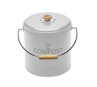 Guillouard Seau à compost Rond 8 L 040616 - Métal blanc, filtre anti-odeur, trous d'aération