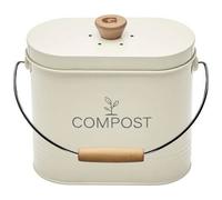 Seau à compost - GUILLOUARD - Ovale - Capacité 3L - Avec filtre à charbon - 11x24x20cm - Beige