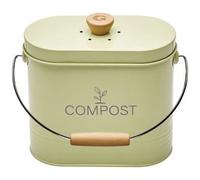 Seau à compost - GUILLOUARD - Ovale - Capacité 3L - Avec filtre à charbon - 11x24x20cm - Vert pastel