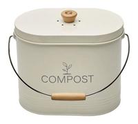 Seau à compost - GUILLOUARD - Ovale - Capacité 7L - Avec filtre à charbon - 16x29x23cm - Beige