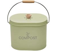 Seau à compost - GUILLOUARD - Ovale - Capacité 7L - Avec filtre à charbon - 16x29x23cm - Vert sauge