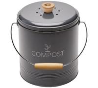 Guillouard Seau à compost Rond 4,5 L avec seau plastique de 3 L et filtre à charbon Gris