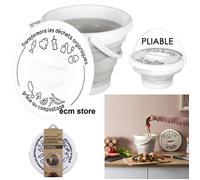Seau à Compost - JE CHERCHE UNE IDEE - Pliable - Avec Anse - Avec Couvercle - Gris et Blanc