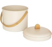 Pebbly - Seau à Compost d'intérieur en Métal - 7 L - avec Grande Anse en Bambou Naturel et Filtre Charbon Amovible - Couleur Crème - Se manipule d'une Seule Main, Facile à Porter au composteur