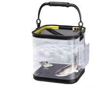 Seau à eau de pêche pliable en PVC épais et corde de 5 m, design pliable pour un rangement facile, plusieurs options de taille 5 L/8 L/10 L/13 L pour une utilisation en extérieur (B)