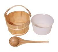 Seau à eau de sauna - Récipient de bain à vapeur en bois premium, accessoire de spa thermique | Rail de sauna résistant à la chaleur, set de louche en bois naturel pour retraite de bien-être