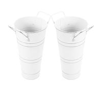 Seau à Fleurs Rétro en Fer Blanc avec Doubles Poignées, Lot de 2