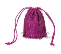 seau à franges pour avec accent de chaîne, à bandoulière compact avec pompon texturé lors des fêtes, à main seau à pompon, à main de soirée, à bandoulière sous les bras, en