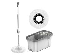 Seau à franges - Tête lavable | Mât réglable avec protection anti-éclaboussures, panier à séchage rapide et recharges de rechange supplémentaires pour chambre à coucher, bureau, buanderie, entrée et