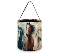 Seau à friandises ou à friandises d'Halloween - Motif avec des chevaux comme fond - Seau à bonbons réutilisable - Sac fourre-tout pour enfants - Fournitures de fête - Seau à friandises - Meilleur