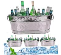 Seau à glace, 4pcs baignoire de boisson alimentaires de nourriture en toute sécurité baignoire galvanisée avec poignées 15qt seau de champagne résistant à la rouille & seaux de glace robustes pour le