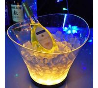 Seau à glace 6 Litres LED Seau À Glace Grande Capacité Refroidisseur De Vin LED Étanche Rétro Champagne Vin Boissons Seau À Bière, Alimentation Par 4 Piles AAA, for Fête Maison Bar Garde la glace froi