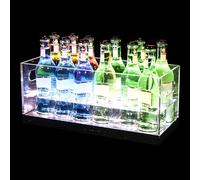 Seau à Glace à Champagne en Acrylique à LED Rangement Bouteille de Vin Range Bouteille Changeant de Couleur pour Réunions de Famille, Bars Décontractés, Soirées Privées(White,40 * 15 * 20cm)