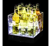 Seau à Glace à Champagne en Acrylique à LED Rangement Bouteille de Vin Range Bouteille Changeant de Couleur Pour Réunions de Famille, Bars Décontractés, Soirées Privées(Multi-colored,20*20*20.5cm)