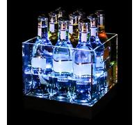 Seau à Glace à Champagne en Acrylique à LED Rangement Bouteille de Vin Range Bouteille Changeant de Couleur pour Réunions de Famille, Bars Décontractés, Soirées Privées(White,20 * 20 * 20.5cm)