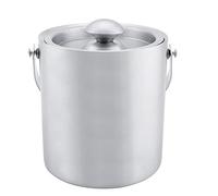 Seau à glace à double paroi en acier inoxydable avec couvercle de glace isolé premium pour les fêtes de mariage et événements Silver durable 2L 3L (2L)