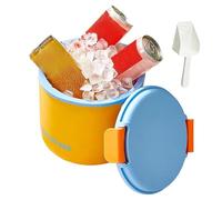 Seau à glace avec couvercle - PP de qualité alimentaire, 21 x 20 cm, bac à glace pour congélateur, seau portable 2 en 1, 2 fabricants de 40 cubes, boîte transparente avec pelle | Bar-Weinparty-Co