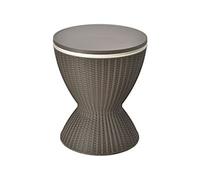 seau à glace brun Ø43 x 57,5-82H cm 2 en 1 table basse 30L avec plateau relevable imitation rotin pour fêtes terrasses jardins