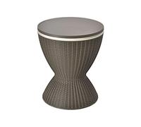 seau à glace brun Ø43 x 57,5-82H cm 2 en 1 table basse 30L avec plateau relevable imitation rotin pour fêtes terrasses jardins