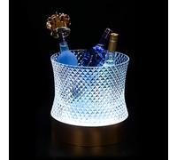 Seau à Glace Coloré avec Éclairage LED Seaus à Champagne Lumineux Base en ABS Seaux à Glace pour Les Dîners Privés, Les Fêtes, Les Clubs, Les Mariages(White,28 * 28 * 28cm)