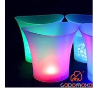Seau à Glace Coloré LED Bar Bière Seau à Glace en Plastique, vin Rouge Champagne Transparent Luminescent (Rouge)