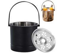 Seau à glace de 1,6 l avec poignée robuste en acier inoxydable et grande ouverture, garde les boissons au frais, avec surface lisse pour bars, boîtes de nuit, refroidisseurs de bouteilles, avec filet